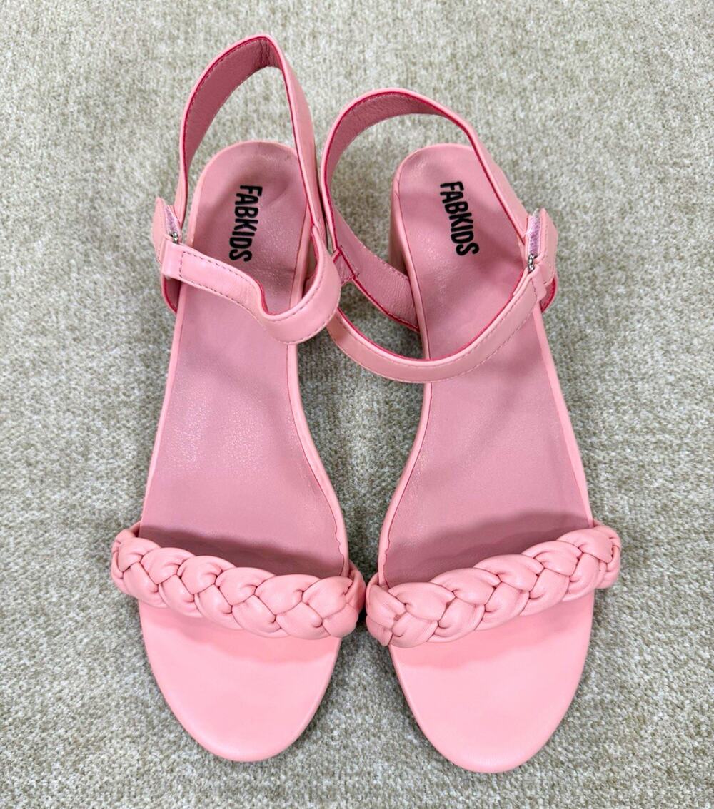 FABKIDS Women's Pink Braided Strappy Ankle Strap Buckle Sandals US 7 EU 38